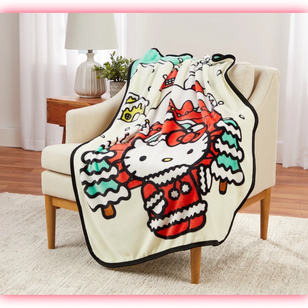 Hello Kitty Holiday Kids Silky Soft Plush Throw, 40 x 50, Sanrio